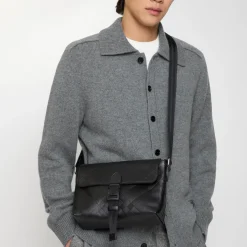 Small Embossed Check Buckled Messenger Bag​