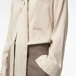 Striped Silk Scarf Blouse
