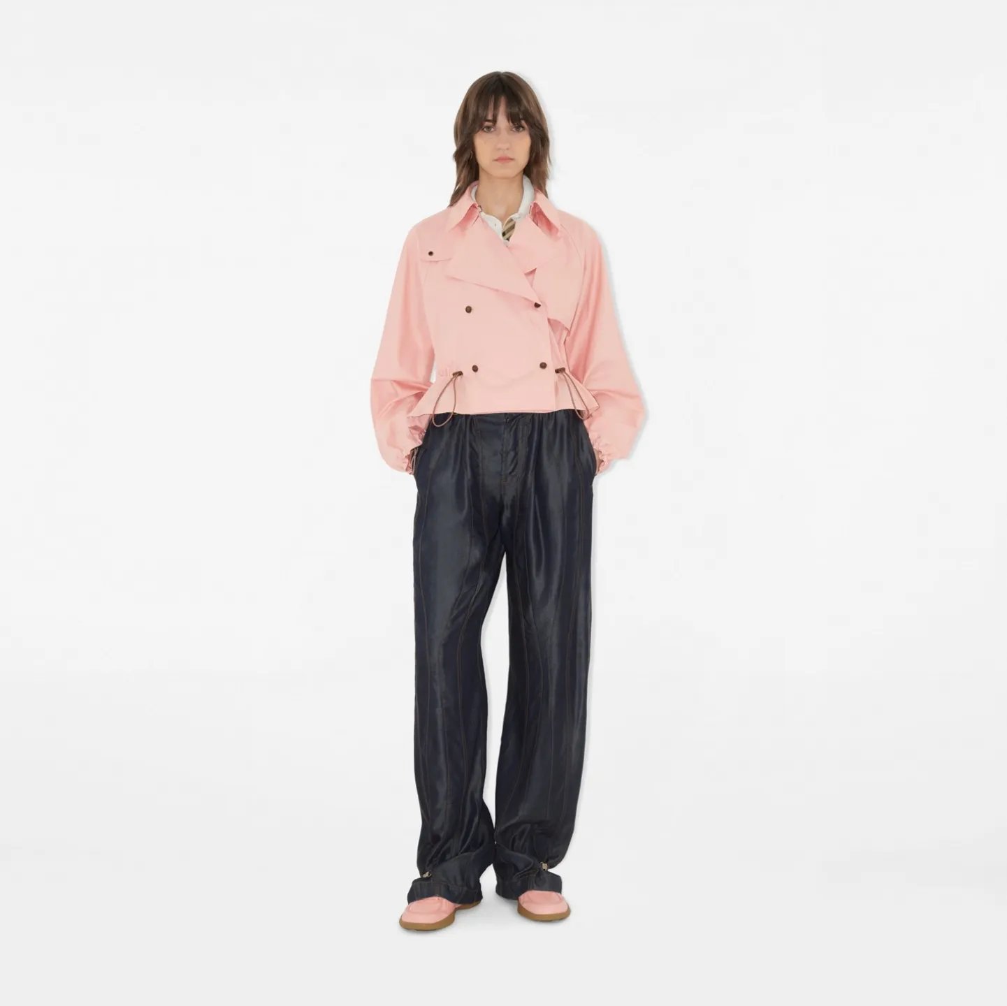 Tropical Gabardine Hooded Trench Jacket