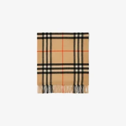 Wide Check Cashmere Scarf
