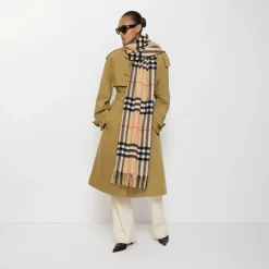 Wide Check Cashmere Scarf