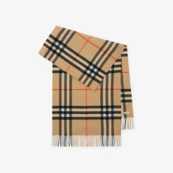Wide Check Cashmere Scarf