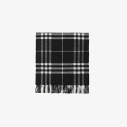 Wide Check Cashmere Scarf