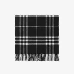 Wide Check Cashmere Scarf