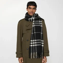 Wide Check Cashmere Scarf