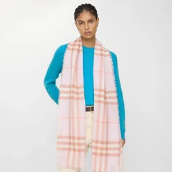 Wide Check Wool Scarf