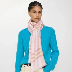 Wide Check Wool Scarf