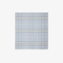 Wide Check Wool Scarf