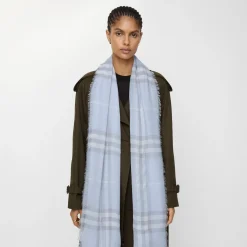 Wide Check Wool Scarf