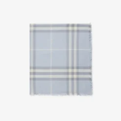 Wide Check Wool Scarf
