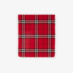 Wide Check Wool Scarf