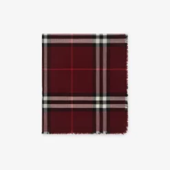 Wide Check Wool Scarf