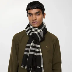 Wide Check Wool Scarf