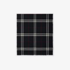 Wide Check Wool Scarf