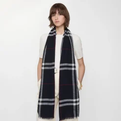 Wide Check Wool Scarf