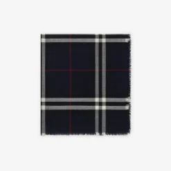 Wide Check Wool Scarf