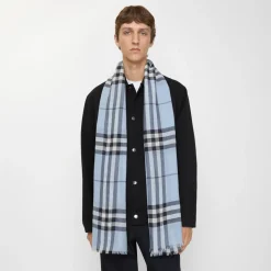 Wide Check Wool Scarf