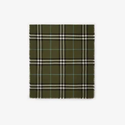 Wide Check Wool Scarf