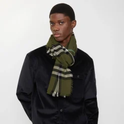 Wide Check Wool Scarf