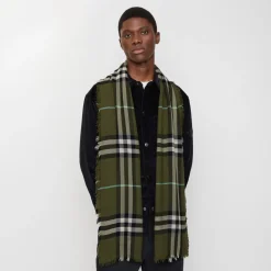 Wide Check Wool Scarf