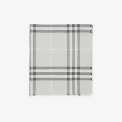 Wide Check Wool Scarf