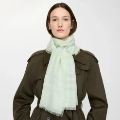 Wide Check Wool Scarf