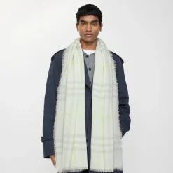 Wide Check Wool Scarf