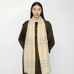 Wide Check Wool Scarf