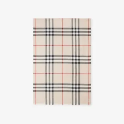Wide Check Wool Silk Scarf