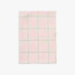 Wide Embellished Check Wool Silk Blend Scarf