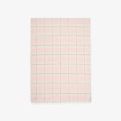 Wide Embellished Check Wool Silk Blend Scarf