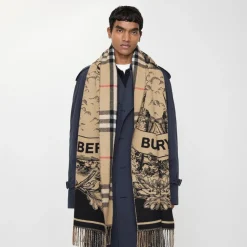 Wide Gallant Knight Cashmere Scarf