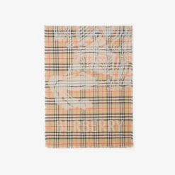 Wide Knight Check Wool Silk Scarf