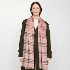 Wide Knight Check Wool Silk Scarf
