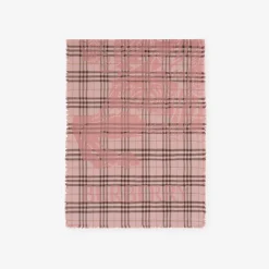 Wide Knight Check Wool Silk Scarf