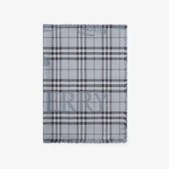 Wide Knight Check Wool Silk Scarf