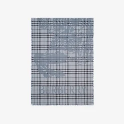 Wide Knight Check Wool Silk Scarf