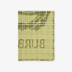 Wide Knight Check Wool Silk Scarf