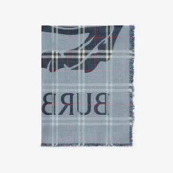 Wide Knight Check Wool Silk Scarf