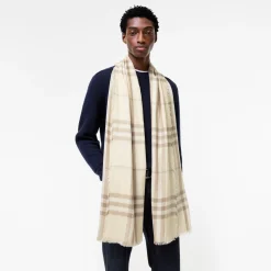 Wide Reversible Check Wool Silk Scarf
