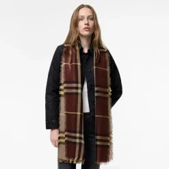 Wide Reversible Check Wool Silk Scarf