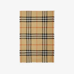 Wide Reversible Check Wool Silk Scarf