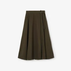 Wool Twill Midi Skirt